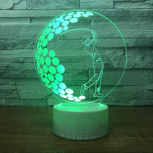3d Golf Swing Shape Small Electric Table Lamp